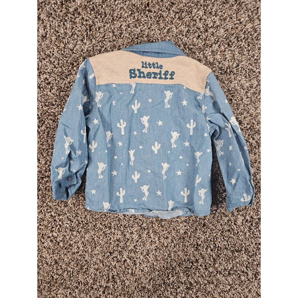 Disney baby Toy Story Woody button-down shirt Denim Sz 18-24M - Picture 4 of 4